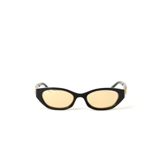 Chanel Gold Holographic Sunglasses Reflective Logo Lens Skinny Frame - Picture 1 of 10